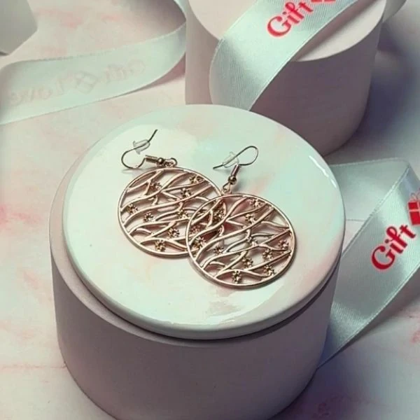 Yellow Gold Drop Earrings Circle Shape
